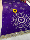 AJRAKH pure Gajji bandhej Super mirror work saree mirror lace bordar