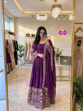Pure Cinon Silk With Embroidery 5mm Sequences Work Anarkali Salwar Kameez