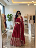 Pure Cinon Silk With Embroidery 5mm Sequences Work Anarkali Salwar Kameez
