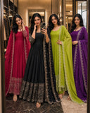 Pure Cinon Silk With Embroidery 5mm Sequences Work Anarkali Salwar Kameez
