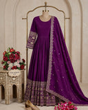 Pure Cinon Silk With Embroidery 5mm Sequences Work Anarkali Salwar Kameez