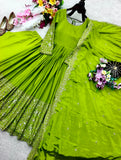 Pure Cinon Silk With Embroidery 5mm Sequences Work Anarkali Salwar Kameez