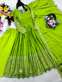 Pure Cinon Silk With Embroidery 5mm Sequences Work Anarkali Salwar Kameez