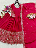 Pure Cinon Silk With Embroidery 5mm Sequences Work Anarkali Salwar Kameez