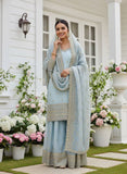 NEW READY TO WEAR FANCY DESIGN HEAVY EMBROIDERY AND SEQUENCE WORK TOP - PLAZZO WITH DUPATTA