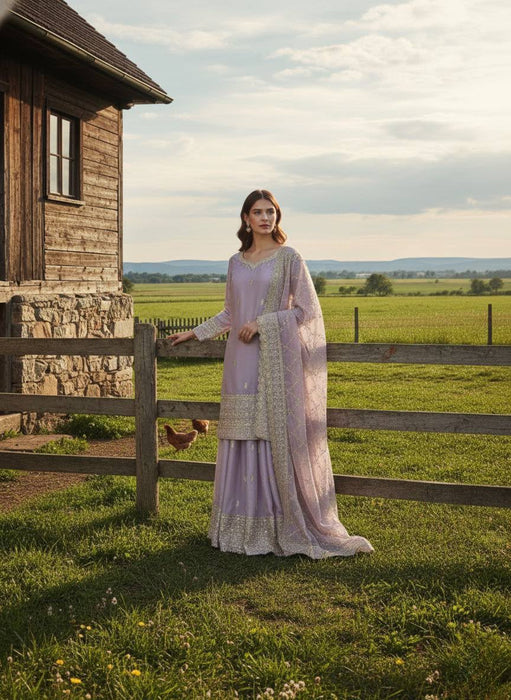 NEW READY TO WEAR FANCY DESIGN HEAVY EMBROIDERY AND SEQUENCE WORK TOP - PLAZZO WITH DUPATTA