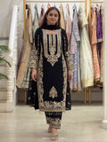 New Faux Georgette With Heavy Embroidery Sequence Work Top-Bottom And Dupatta Set