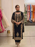 New Faux Georgette With Heavy Embroidery Sequence Work Top-Bottom And Dupatta Set