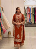 New Faux Georgette With Heavy Embroidery Sequence Work Top-Bottom And Dupatta Set