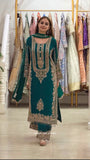 New Faux Georgette With Heavy Embroidery Sequence Work Top-Bottom And Dupatta Set