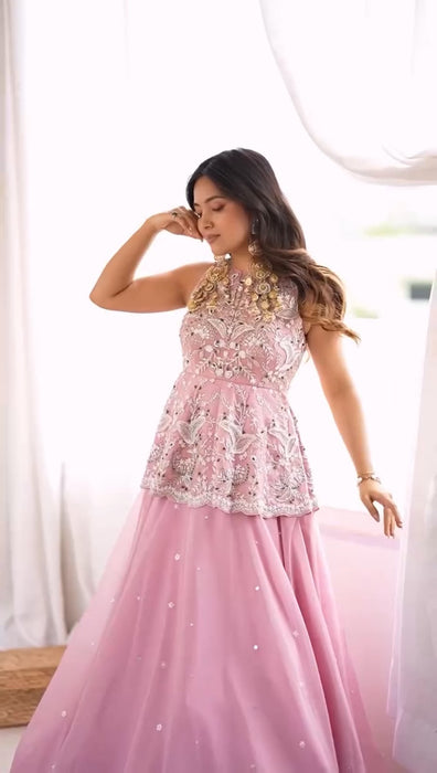 Faux Georgette Silk with Embroidery work Beautiful Salwar Kameez