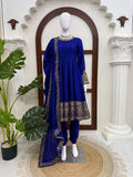 Chinon Fabric with Soft Micro Cotton Lining & Thread with Sequence with gotta lace work Salwar Kameez