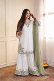 New Fancy Design Pakistani Top - Plazzo And Dupatta Set