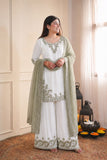 New Fancy Design Pakistani Top - Plazzo And Dupatta Set