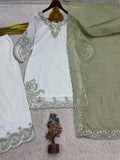 New Fancy Design Pakistani Top - Plazzo And Dupatta Set