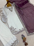 New Fancy Design Pakistani Top - Plazzo And Dupatta Set