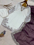 New Fancy Design Pakistani Top - Plazzo And Dupatta Set