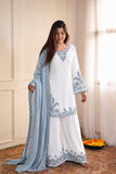 New Fancy Design Pakistani Top - Plazzo And Dupatta Set