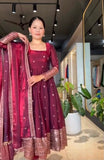 Fendy Silk with Soft Micro cotton Lining & Thread & Sequence Work Salwar Kameez