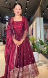 Fendy Silk with Soft Micro cotton Lining & Thread & Sequence Work Salwar Kameez