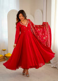 Elegant Embroidered Sequence With Khatli Work with Real Mirror Designer Anarkali Three Piece Set