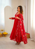 Elegant Embroidered Sequence With Khatli Work with Real Mirror Designer Anarkali Three Piece Set