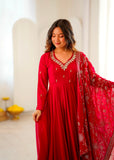 Elegant Embroidered Sequence With Khatli Work with Real Mirror Designer Anarkali Three Piece Set