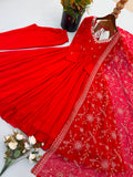 Elegant Embroidered Sequence With Khatli Work with Real Mirror Designer Anarkali Three Piece Set