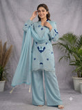 WEDDING SEASON WEAR BEAUTIFUL EMBROIDERED WITH CUT WORKED TOP PLAZZO WITH DUPATTA
