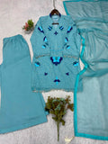 WEDDING SEASON WEAR BEAUTIFUL EMBROIDERED WITH CUT WORKED TOP PLAZZO WITH DUPATTA