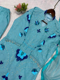 WEDDING SEASON WEAR BEAUTIFUL EMBROIDERED WITH CUT WORKED TOP PLAZZO WITH DUPATTA