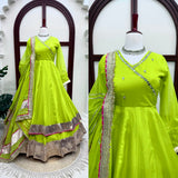 Tabby organza Silk with Original Mirror Hand Work with gotta Patti lace Salwar Kameez