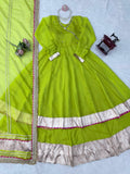 Tabby organza Silk with Original Mirror Hand Work with gotta Patti lace Salwar Kameez