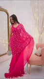 Faux Georgette with Intricate Thread with Sequence Work Fishcut Lahenga Saree