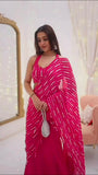 Faux Georgette with Intricate Thread with Sequence Work Fishcut Lahenga Saree