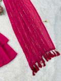Faux Georgette with Intricate Thread with Sequence Work Fishcut Lahenga Saree