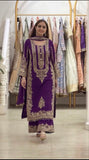 New Faux Georgette With Heavy Embroidery Sequence Work Top-Bottom And Dupatta Set