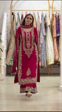 New Faux Georgette With Heavy Embroidery Sequence Work Top-Bottom And Dupatta Set