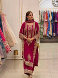 New Faux Georgette With Heavy Embroidery Sequence Work Top-Bottom And Dupatta Set