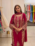 New Faux Georgette With Heavy Embroidery Sequence Work Top-Bottom And Dupatta Set