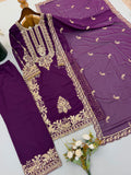 New Faux Georgette With Heavy Embroidery Sequence Work Top-Bottom And Dupatta Set
