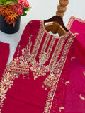New Faux Georgette With Heavy Embroidery Sequence Work Top-Bottom And Dupatta Set