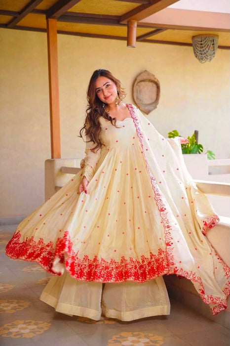 New Designer Anarkali Suit Pure Cosmos Silk Material In New Fancy Style