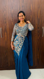 NEW SUPERHIT TRENDING READY TO WEAR SAREE WITH FULLY SEMI-BEADS EMBROIDERED STYLIST BLOUSE ON FAUX GEORGETTE FABRIC