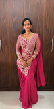NEW SUPERHIT TRENDING READY TO WEAR SAREE WITH FULLY SEMI-BEADS EMBROIDERED STYLIST BLOUSE ON FAUX GEORGETTE FABRIC