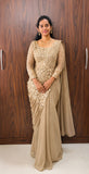 NEW SUPERHIT TRENDING READY TO WEAR SAREE WITH FULLY SEMI-BEADS EMBROIDERED STYLIST BLOUSE ON FAUX GEORGETTE FABRIC