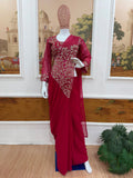 NEW SUPERHIT TRENDING READY TO WEAR SAREE WITH FULLY SEMI-BEADS EMBROIDERED STYLIST BLOUSE ON FAUX GEORGETTE FABRIC