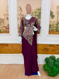 NEW SUPERHIT TRENDING READY TO WEAR SAREE WITH FULLY SEMI-BEADS EMBROIDERED STYLIST BLOUSE ON FAUX GEORGETTE FABRIC