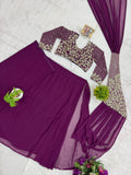 NEW SUPERHIT TRENDING READY TO WEAR SAREE WITH FULLY SEMI-BEADS EMBROIDERED STYLIST BLOUSE ON FAUX GEORGETTE FABRIC