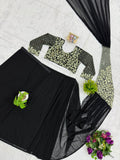 NEW SUPERHIT TRENDING READY TO WEAR SAREE WITH FULLY SEMI-BEADS EMBROIDERED STYLIST BLOUSE ON FAUX GEORGETTE FABRIC